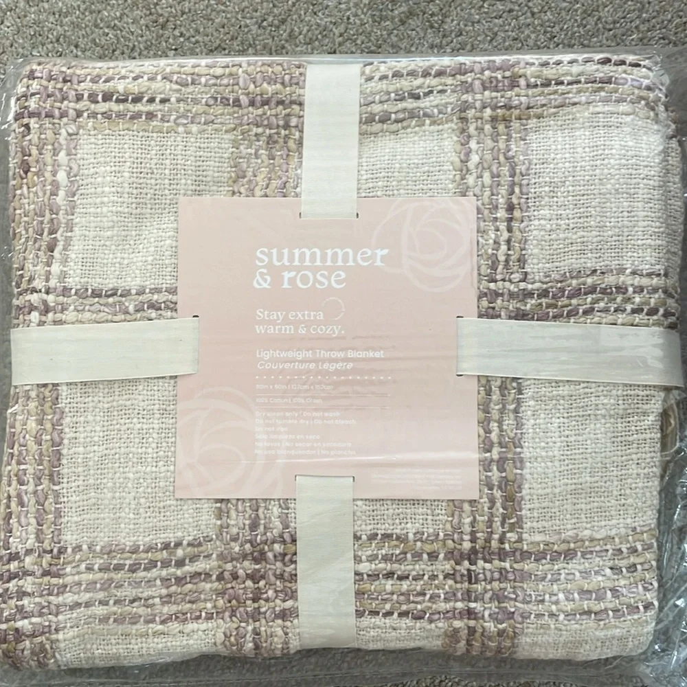 NEW Summer & Rose Checkered Throw Blanket